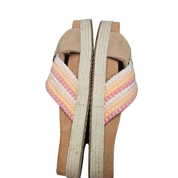 Toms Womens Espadrille Woven Platform Sandals Size 10 Beige Multicolor Slide‎ on - Picture 9 of 12